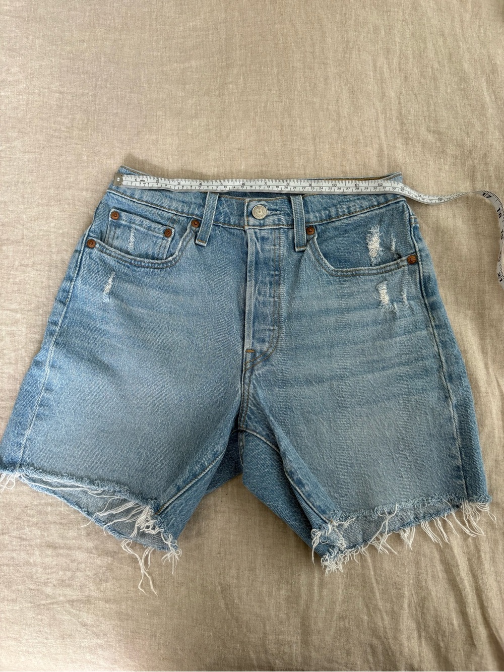 Levi's Light Blue Distressed Denim Jean Shorts